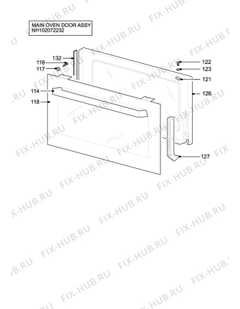 Взрыв-схема плиты (духовки) Zanussi ZUQ875X - Схема узла H10 Main Oven Door (large)